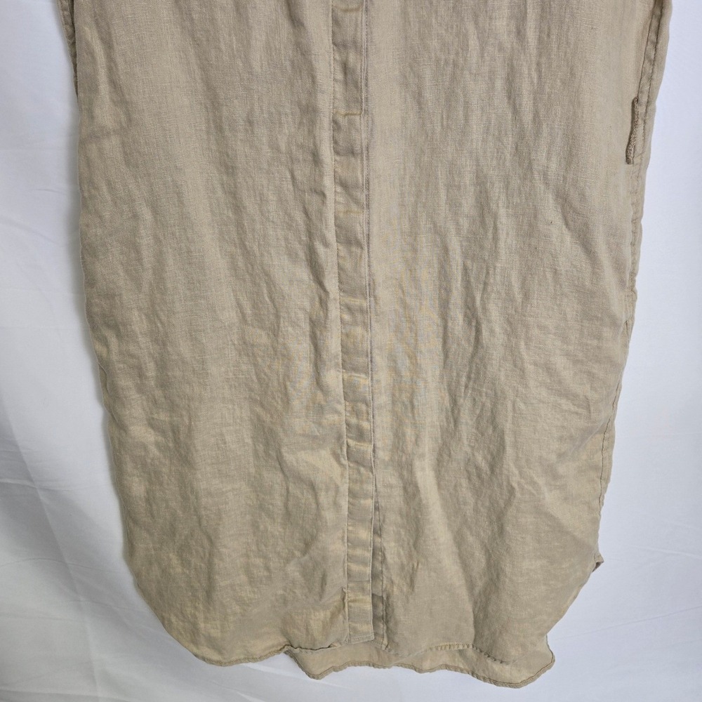 Lauren Ralph Lauren 100% Linen Short Sleeve Shirt Dress, Coastal Preppy, Tan, 6 - Picture 8 of 13